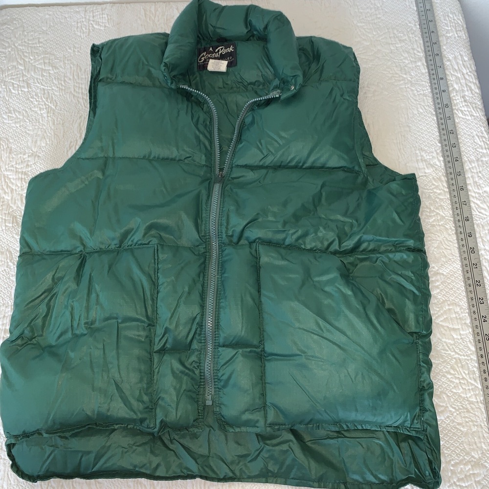 Vintage Goose Peak Puffer Goose Down‎ Vest Jacket L-XL 60's 70's USA Green